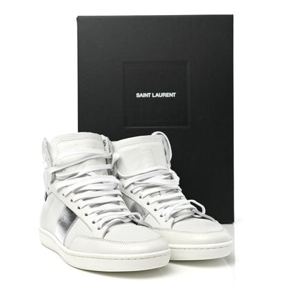 Saint Laurent Metallic Calfskin Mens Perforated Court Classic SL/10H High Top Sneakers 41 Silver 9 of 9