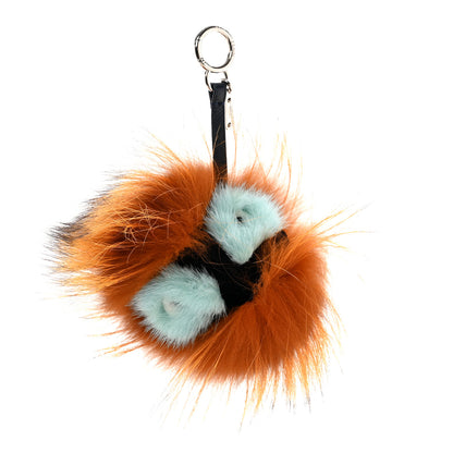 Fendi Fox Mink Rabbit Fur Vitello Flamingo Kooky Monster Bag Bug Charm Zucca Multicolor Black 1 of 4