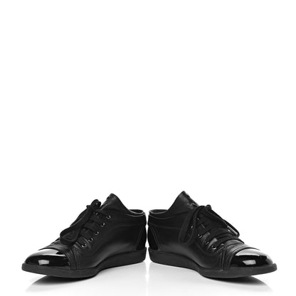 Chanel Lambskin Patent Cap Toe CC Sneakers 38 Black 13 of 13