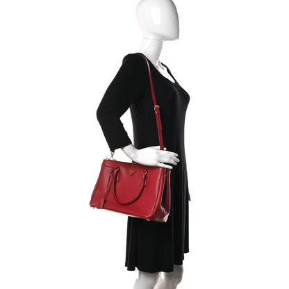Prada Saffiano Small Galleria Double Zip Tote Fuoco 2 of 12