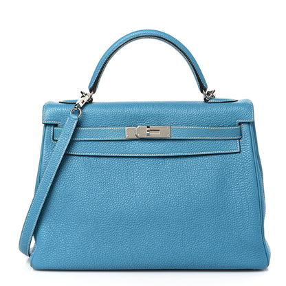 Hermes Togo Kelly Retourne 32 Blue Jean 1 of 12