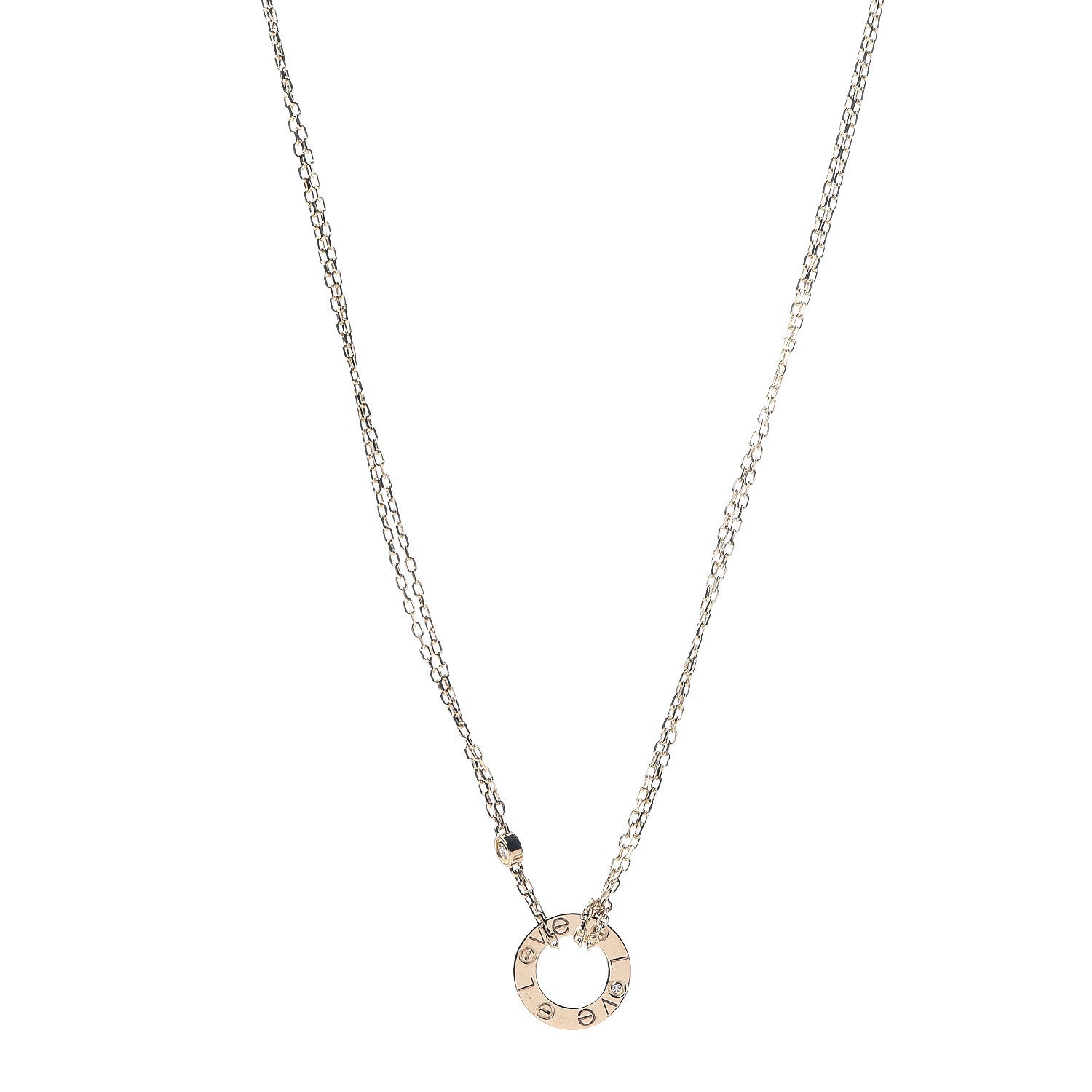 Cartier 18K Yellow Gold 2 Diamond LOVE Necklace 1 of 5