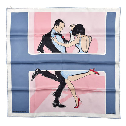 Hermes Silk Swinging Saint Germain Scarf 70 Bleu Jean Rose White 1 of 6