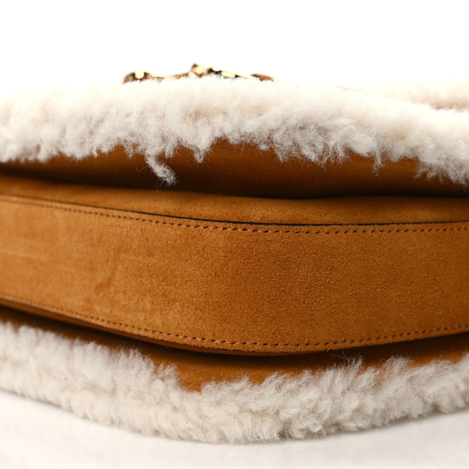 Gucci Suede Shearling Horsebit 1955 Shoulder Bag Brown 10 of 11