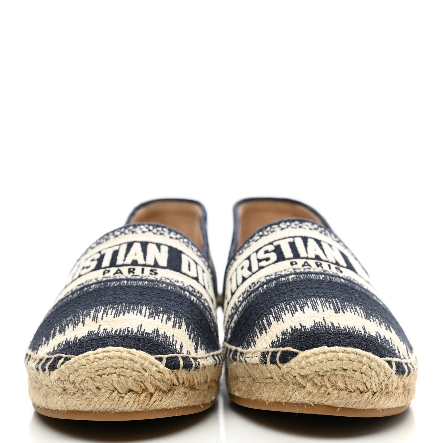 Christian Dior Cotton D-Stripes Embroidered Granville 15mm Espadrilles 38 Deep Blue 2 of 9