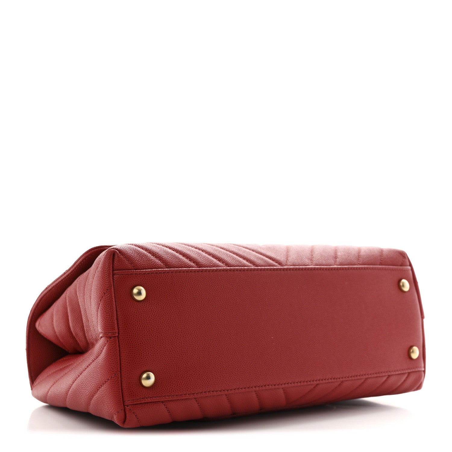 Chanel Caviar Chevron Quilted Small Coco Handle Flap Red 4 of 11