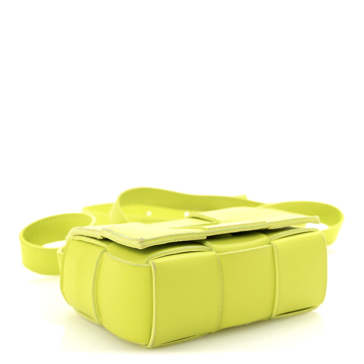 Lambskin Maxi Intrecciato Extra Mini Cassette Crossbody Bag Acid