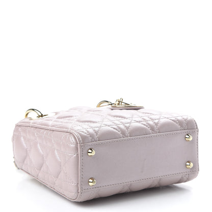 Christian Dior Metallic Lambskin Cannage Mini Lady Dior Lotus 4 of 9