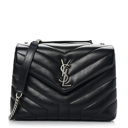 Saint Laurent Calfskin Y Quilted Monogram Small Loulou Chain Satchel Black 1 of 9