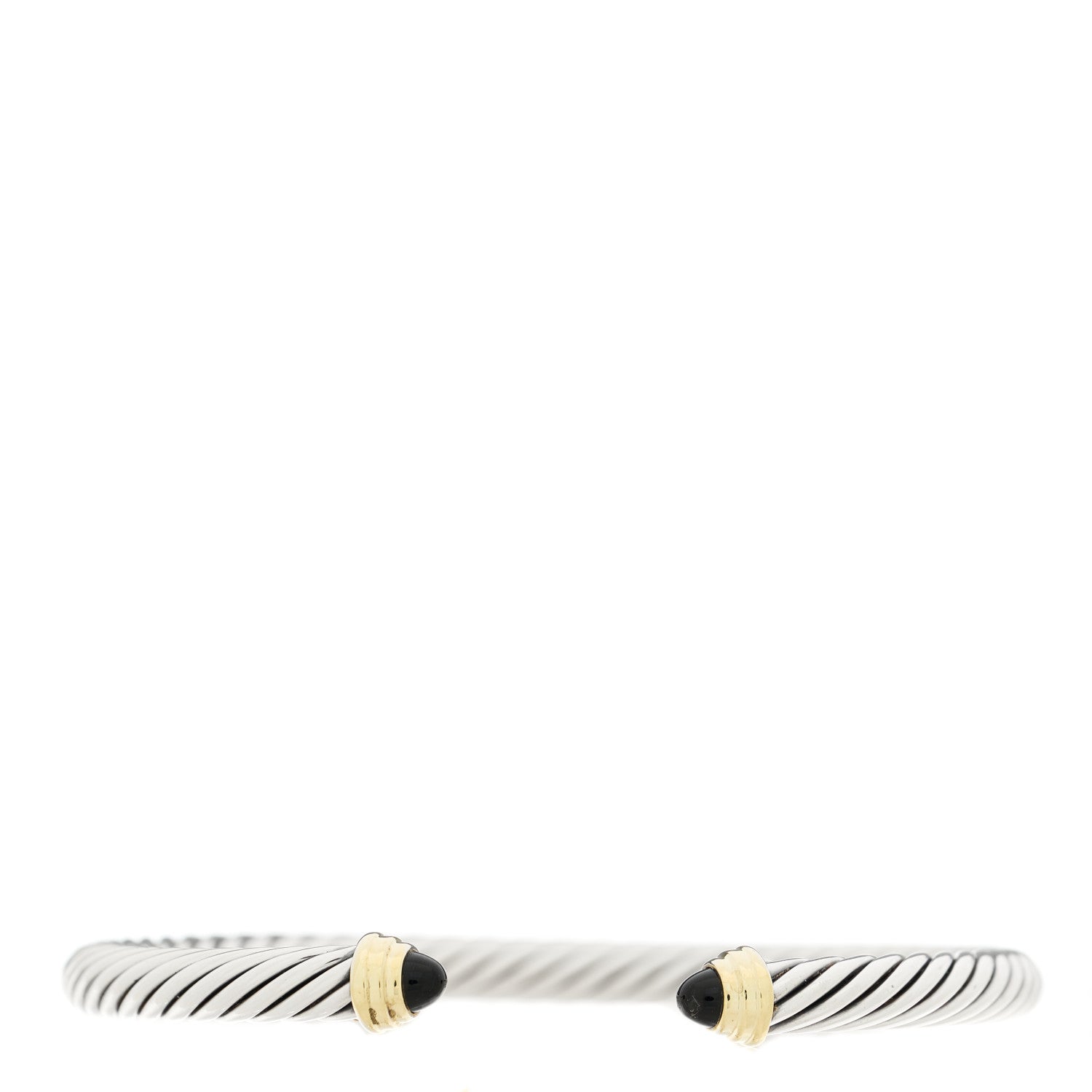 David Yurman Sterling Silver 14K Yellow Gold Black Onyx 5mm Cable Classics Petite Color Bracelet 1 of 3