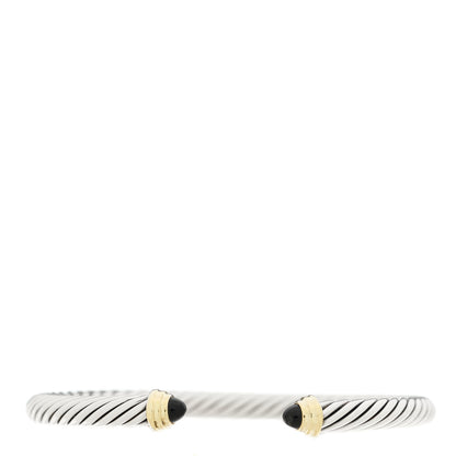 David Yurman Sterling Silver 14K Yellow Gold Black Onyx 5mm Cable Classics Petite Color Bracelet 1 of 3