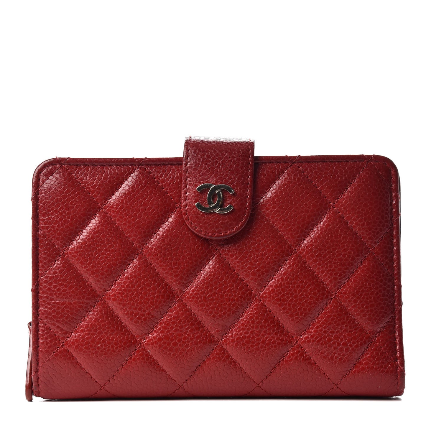 Caviar Quilted CC French Wallet Red