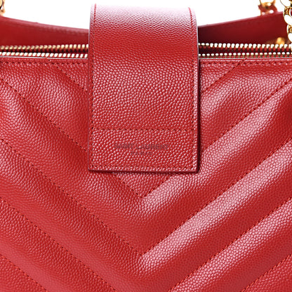 Saint Laurent Grain De Poudre Matelasse Chevron Monogram Shopping Bag Red 8 of 11
