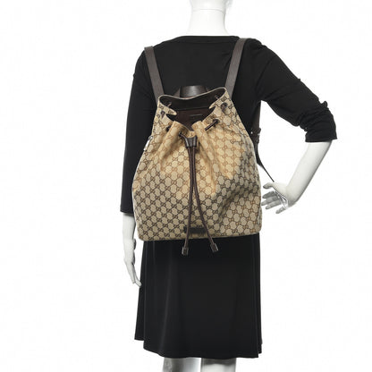Gucci Monogram Dollar Calfskin O Drawstring Backpack Beige Ebony Testa di Moro Dark Chocolate 2 of 9