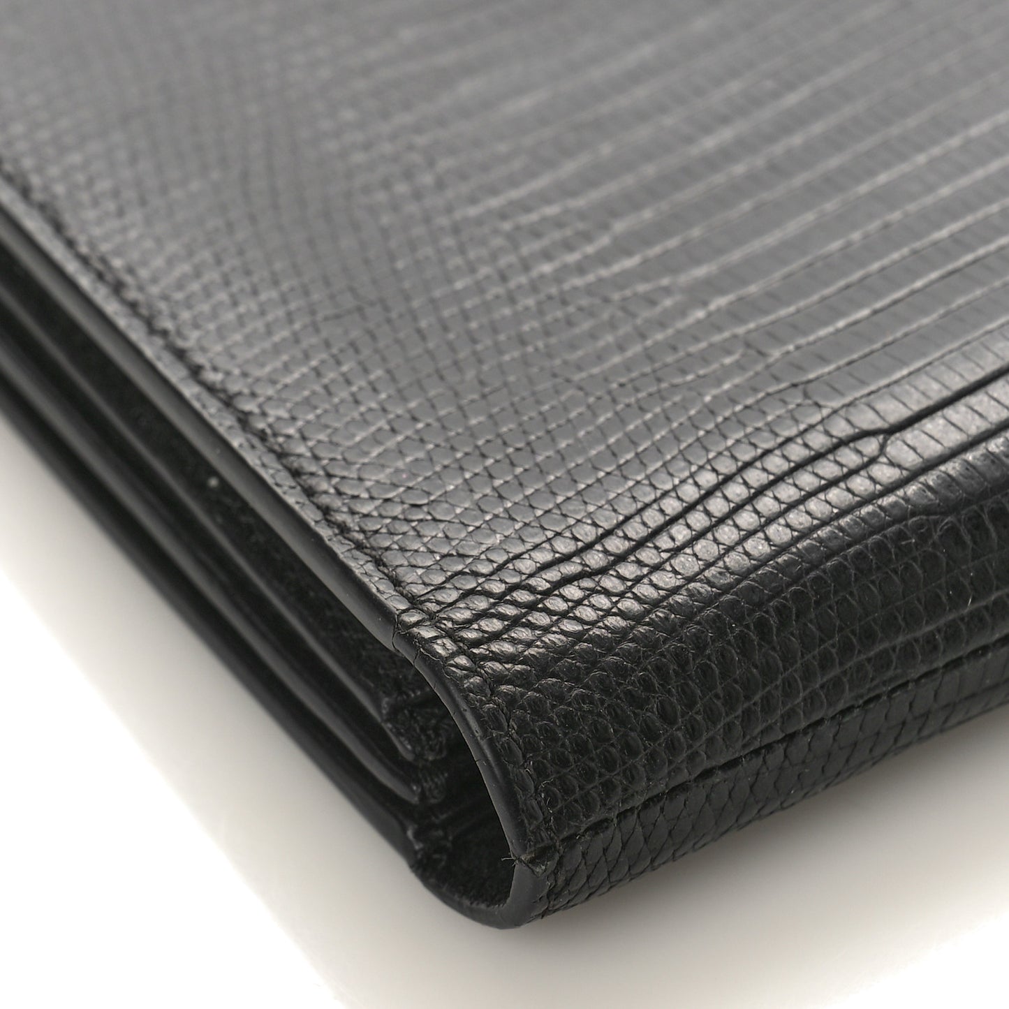 Lizard Calfskin Large Multifunction Strap Wallet Black