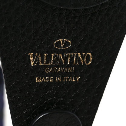 Valentino Garavani Canvas Geometric Embroidered Rockstud Guitar Strap Black Blue 4 of 4