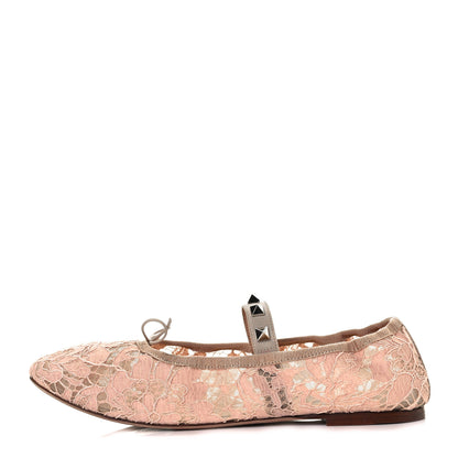 Valentino Garavani Lace Ballerina Flats 37.5 Carne 1 of 10