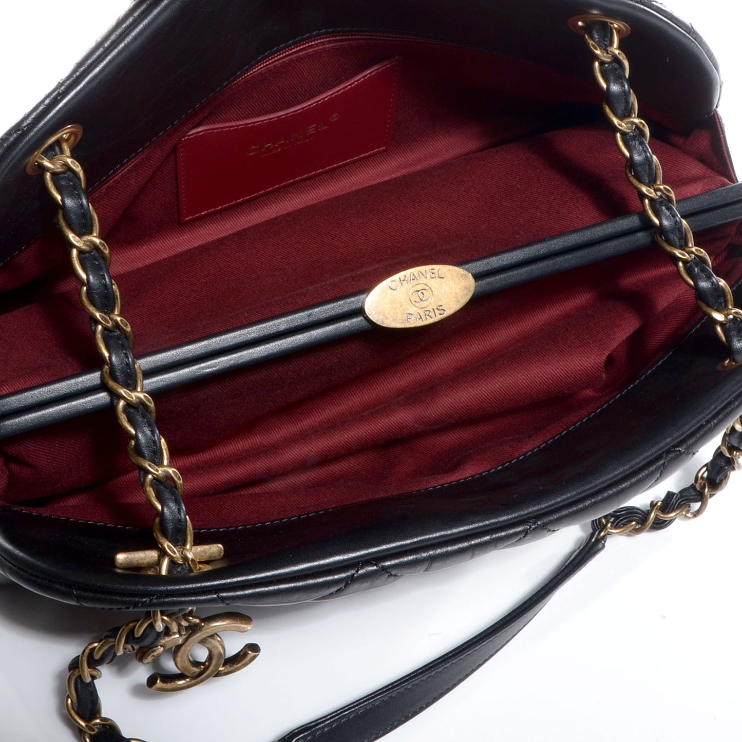 Aged Calfskin Medium Just Mademoiselle Bowling Bag Black