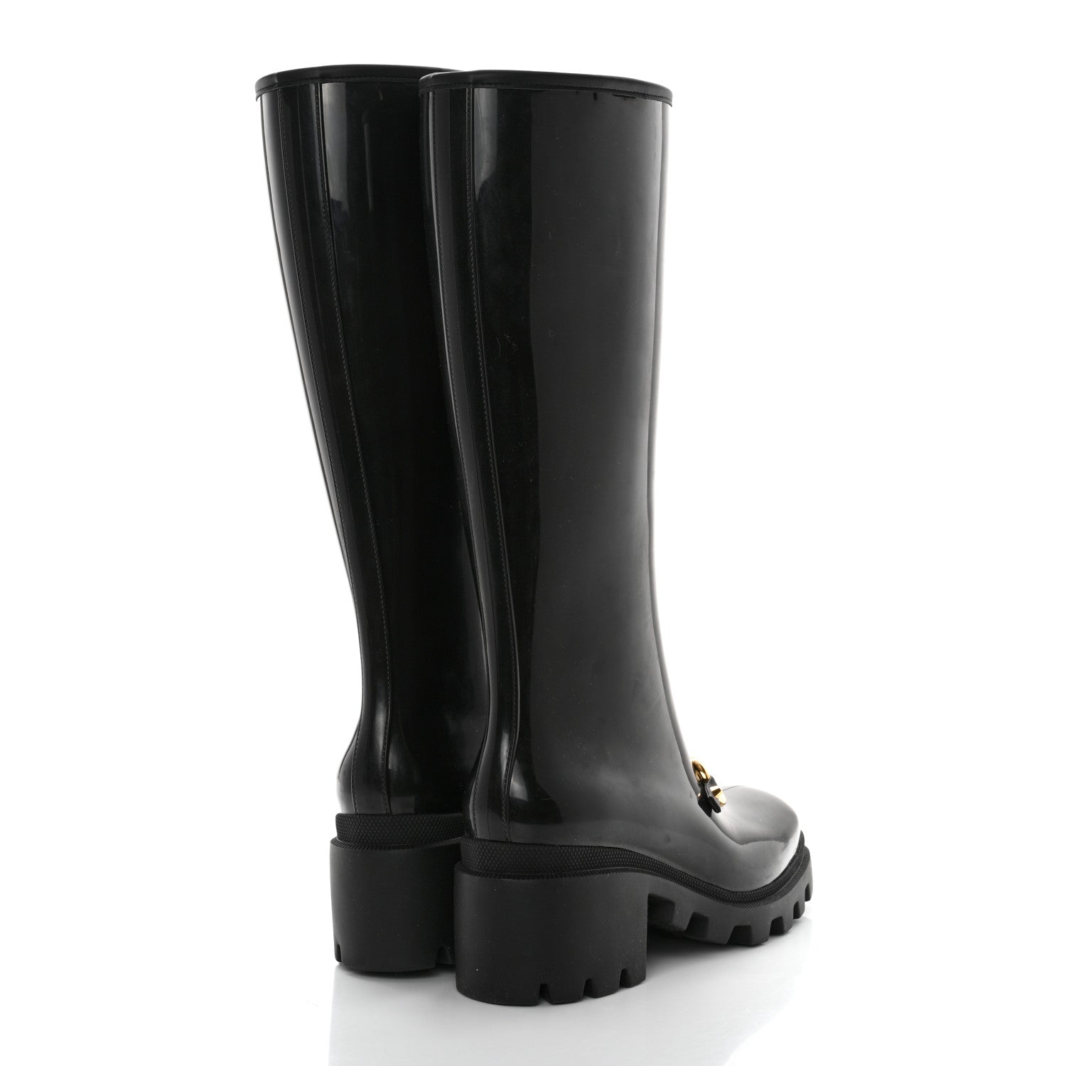 Gucci Rubber Horsebit Knee High Boots 41 Black 4 of 7