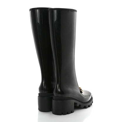 Gucci Rubber Horsebit Knee High Boots 41 Black 4 of 7