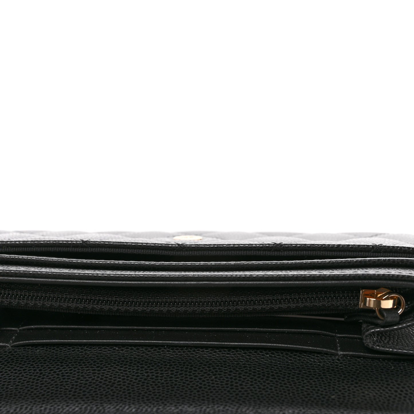 Caviar Quilted Crystal CC Large Gusset Flap Wallet Black