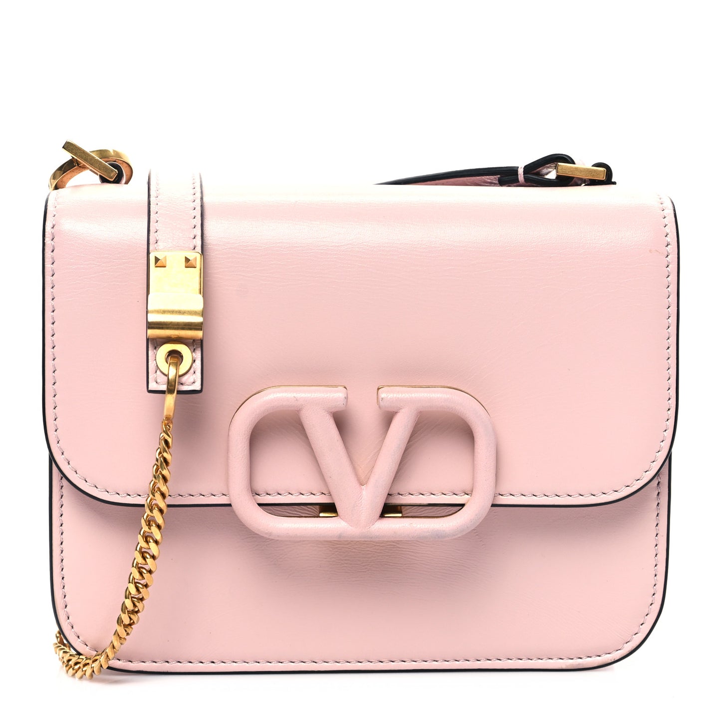 Grainy Calfskin Small VSling Shoulder Bag Water Rose
