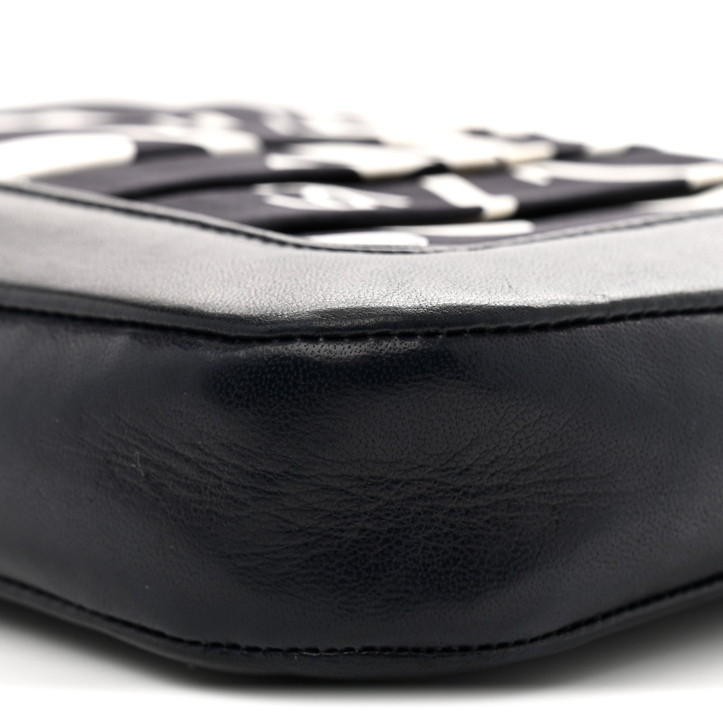Lambskin Fabric Pleated Symbols Pochette Navy
