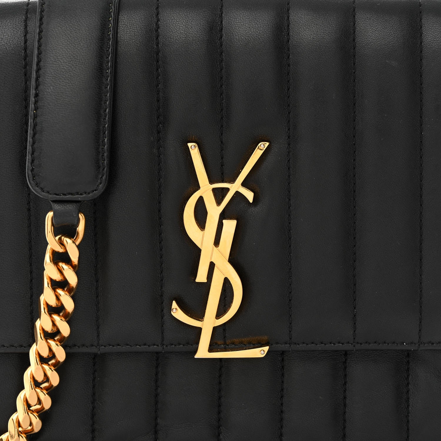 Saint Laurent Lambskin Matelasse Monogram Medium Vicky Chain Bag Black 8 of 12