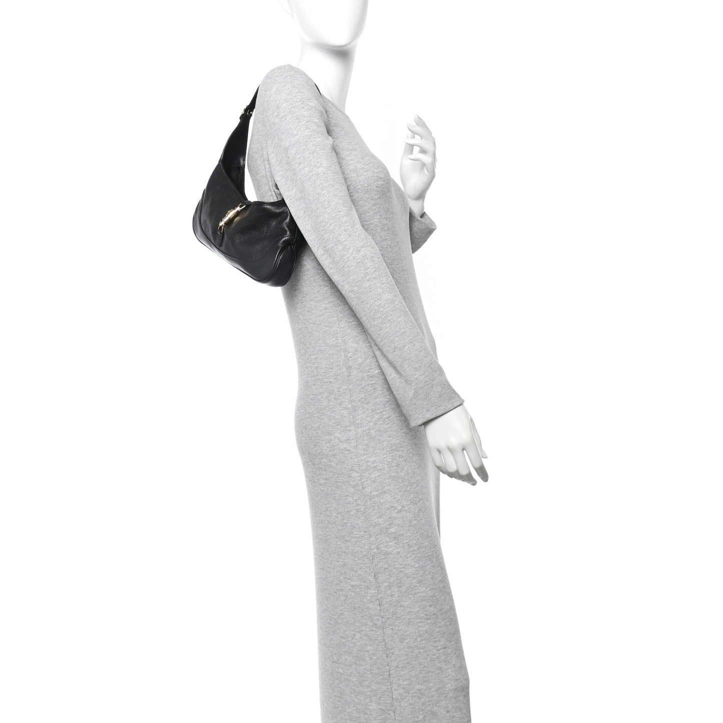 Goatskin Medium Slim Jackie Shoulder Bag Black