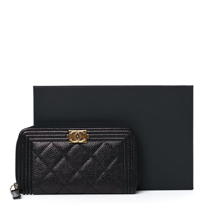 Chanel Caviar Quilted Small Boy Zip Around Wallet Black 8 of 8