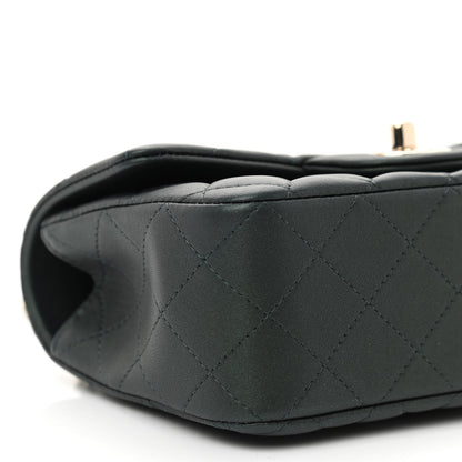 Chanel Iridescent Lambskin Quilted Mini Top Handle Rectangular Flap Dark Green 9 of 11