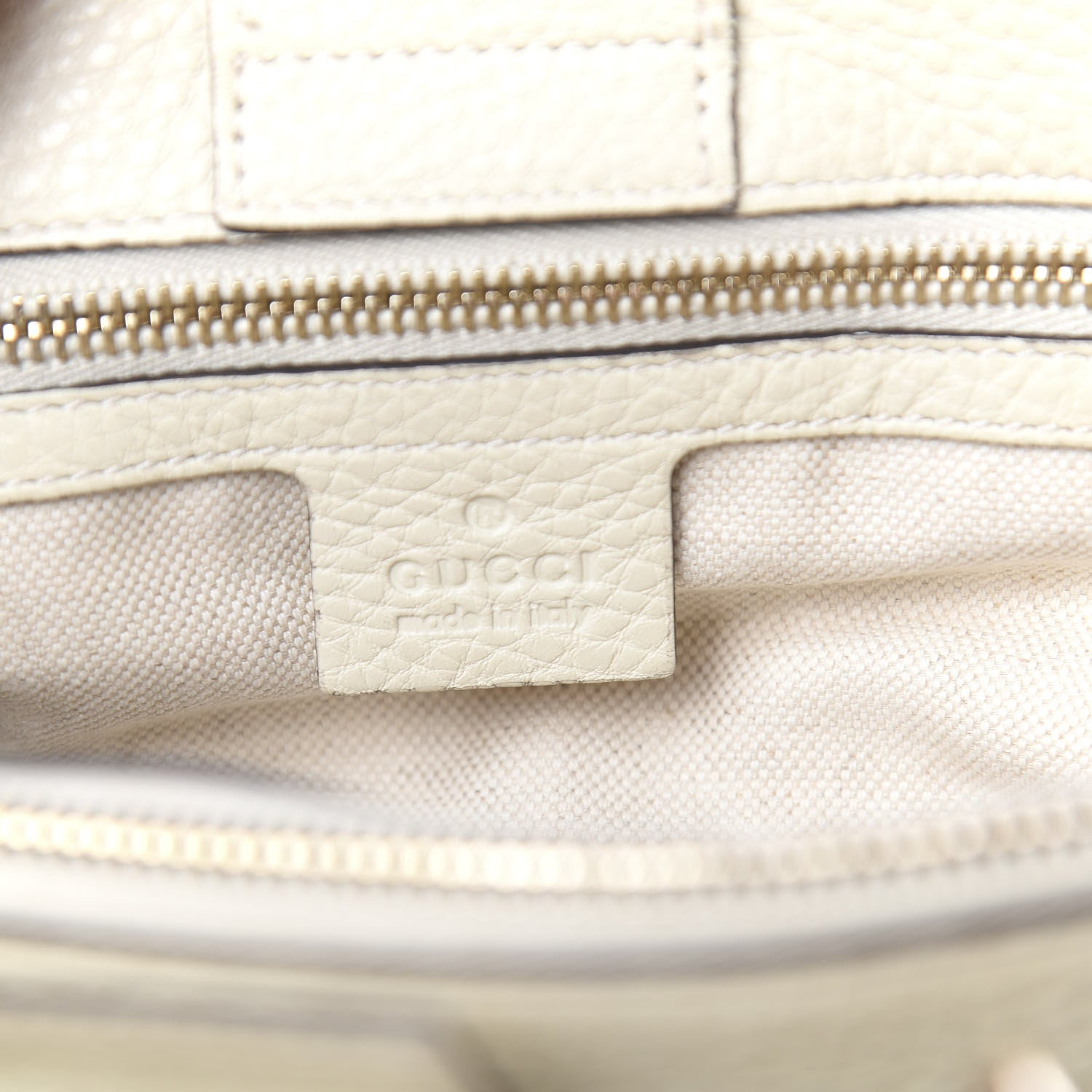 Gucci Pebbled Calfskin Medium Bamboo Shopper Tote Off White 7 of 13