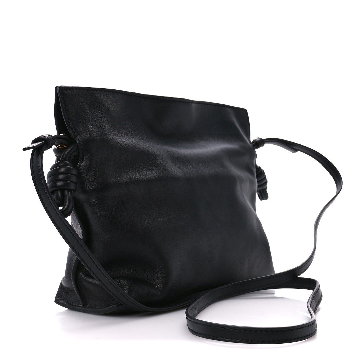 Calfskin Mini Flamenco Knot Clutch Black