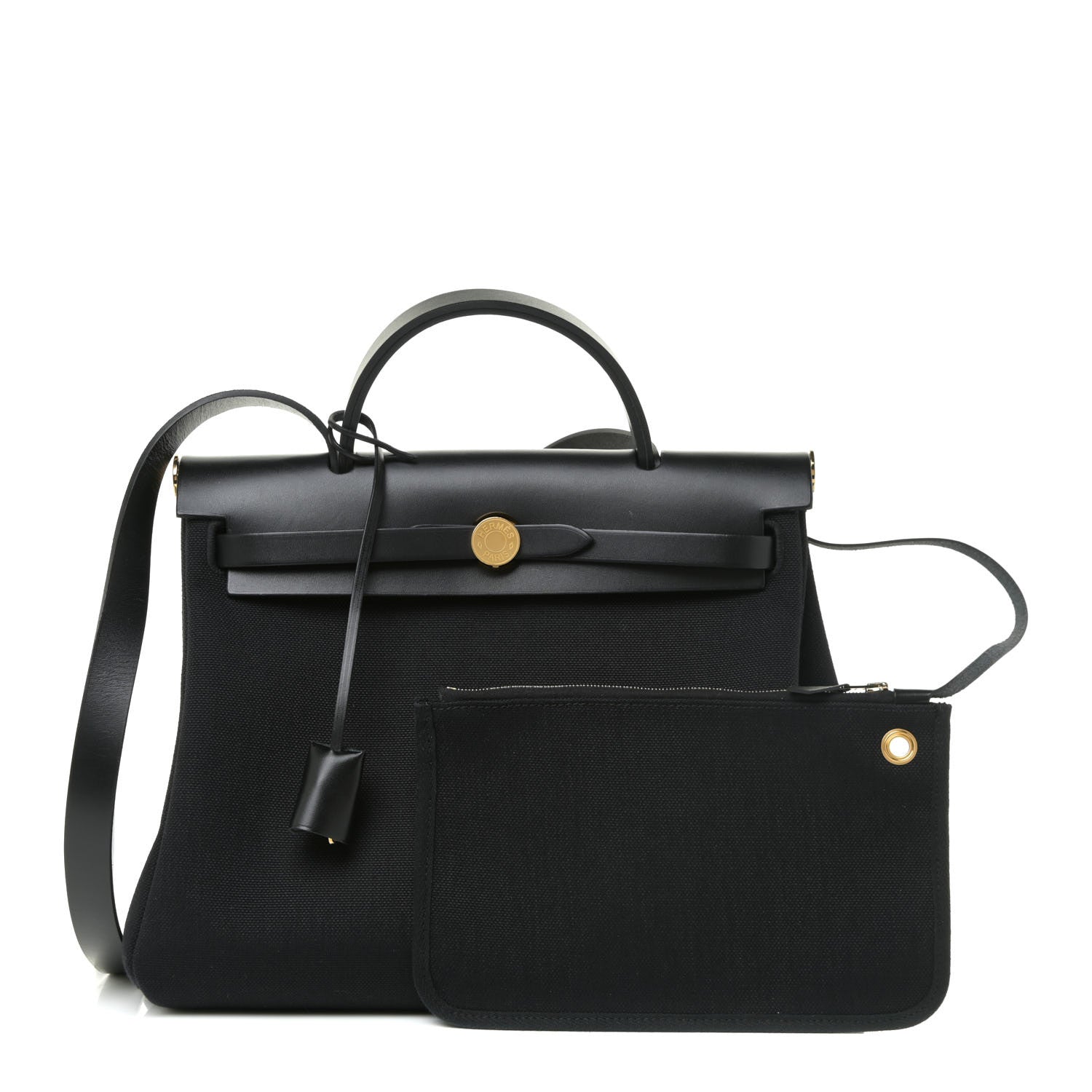 Hermes Military Toile Vache Hunter Herbag Zip PM 31 Black 1 of 17