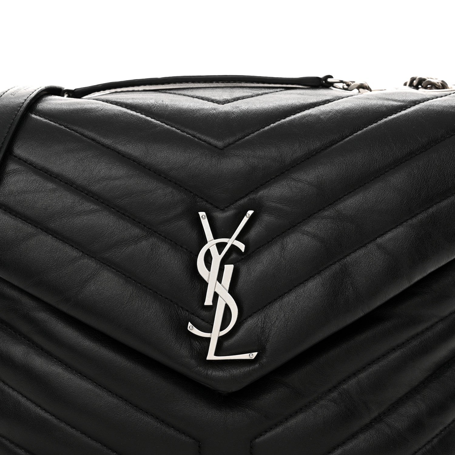 Saint Laurent Calfskin Y Quilted Monogram Medium Loulou Chain Satchel Black 8 of 16