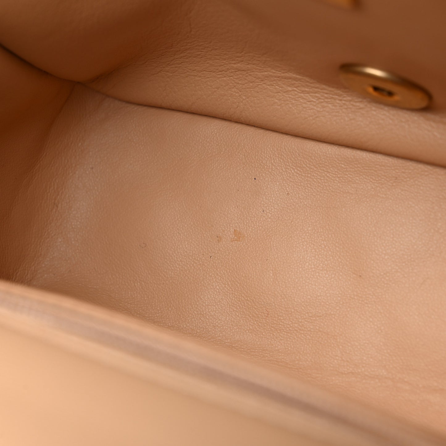 Lambskin Quilted Mini Pearl Crush Flap Beige