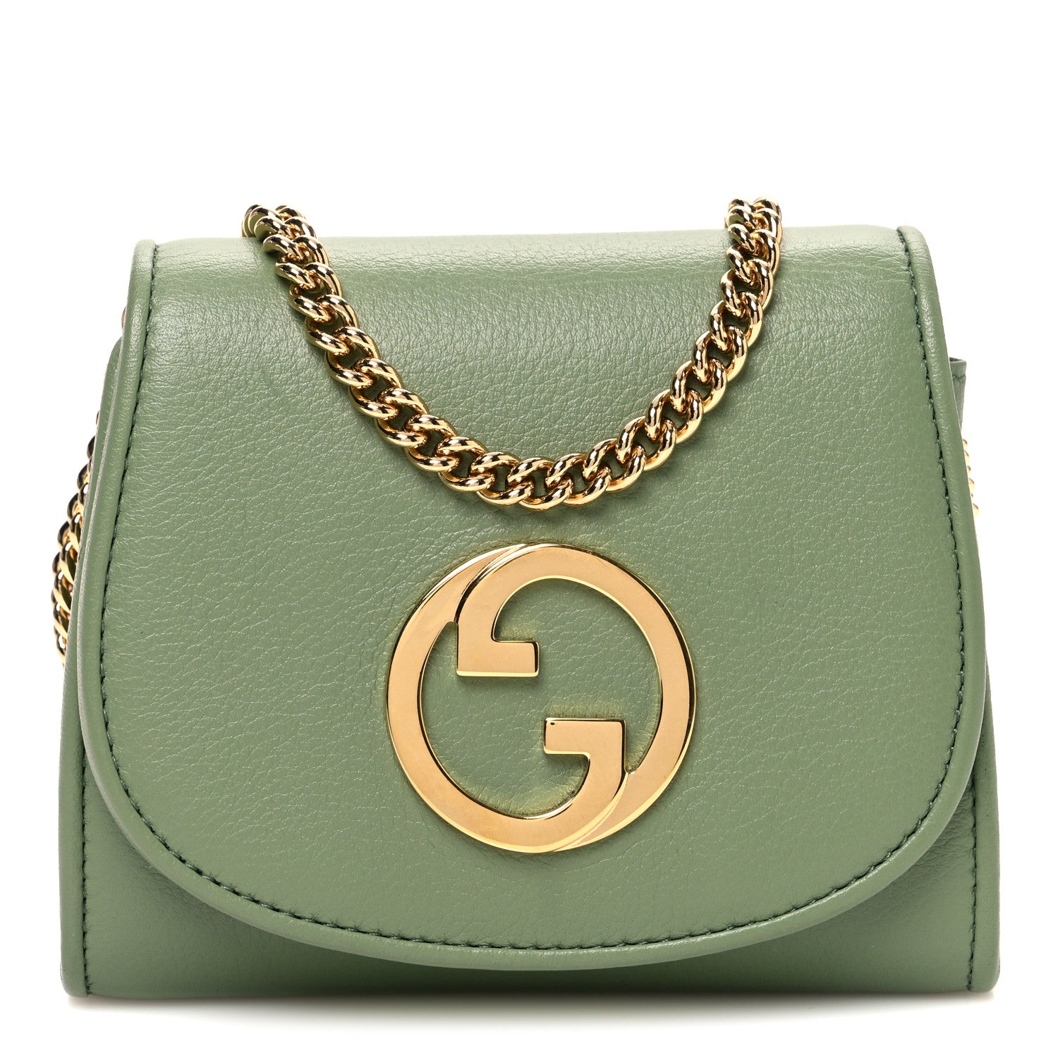 Gucci Roxy Calfskin Medium Blondie Chain Wallet Salamander Green 1 of 12