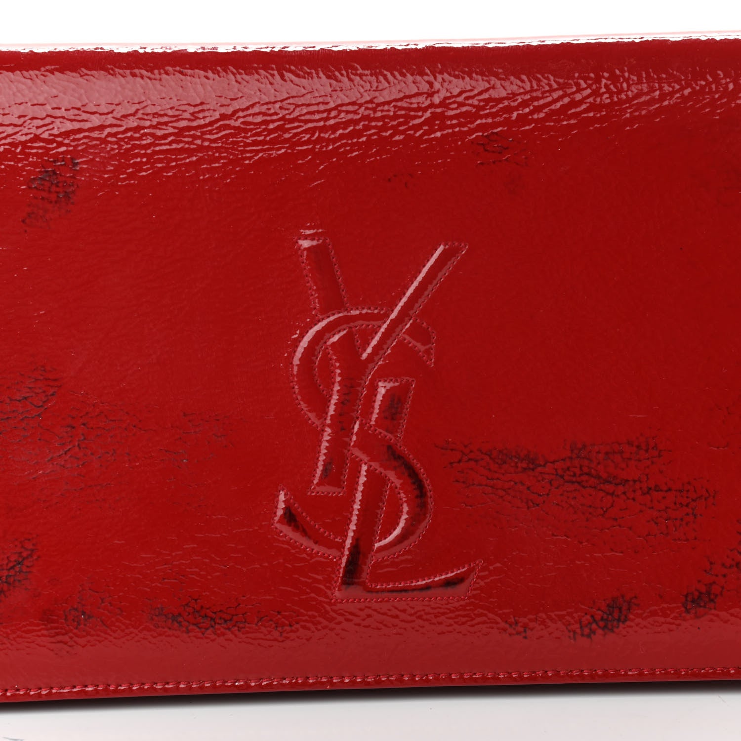 Saint Laurent Textured Patent Monogram Large Belle De Jour Clutch Red 11 of 11
