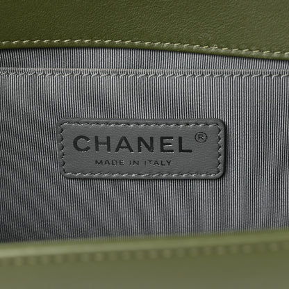 Chanel Calfskin Chevron Quilted Medium Boy Flap Dark Green 6 of 10