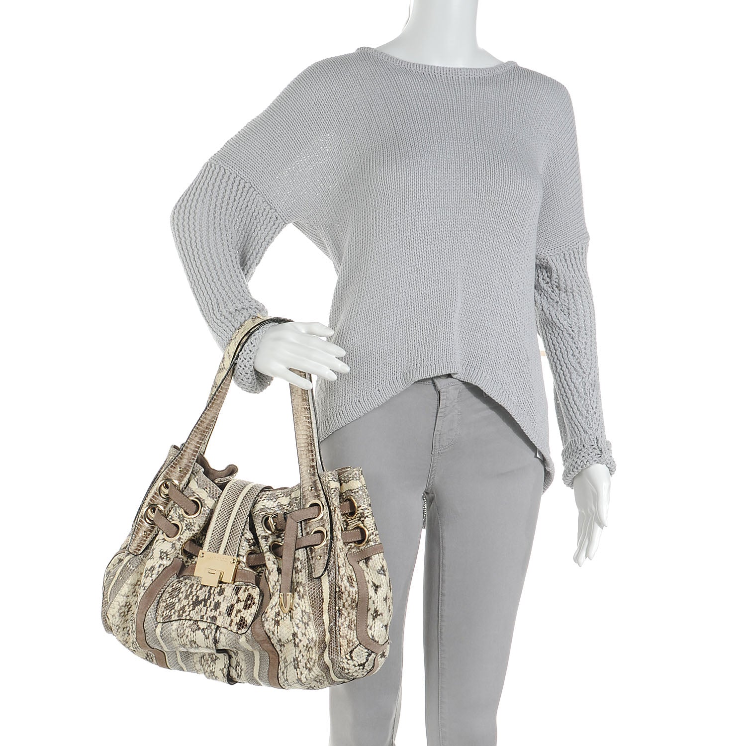 Jimmy Choo Python Suede Ramona Natural 2 of 7