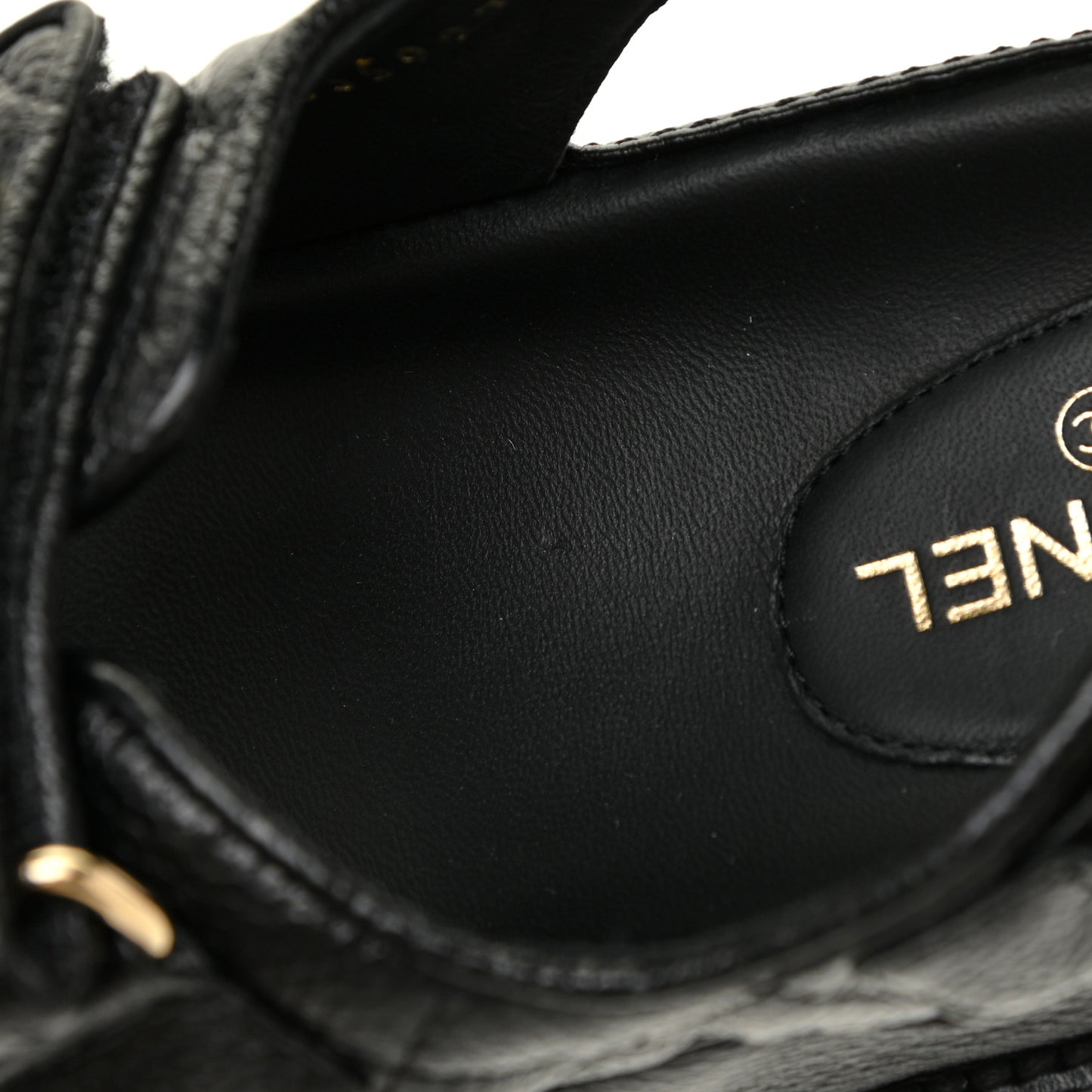 Grained Calfskin Velcro Dad Sandals 37.5 Black