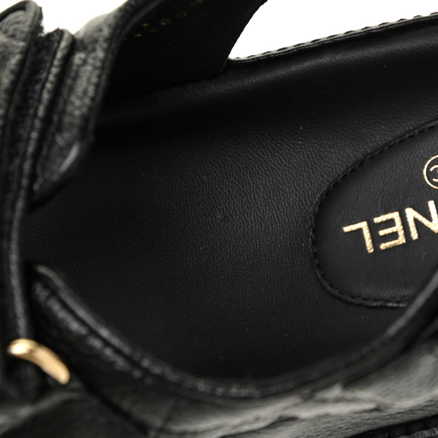 Chanel Grained Calfskin Velcro Dad Sandals 37.5 Black 10 of 11