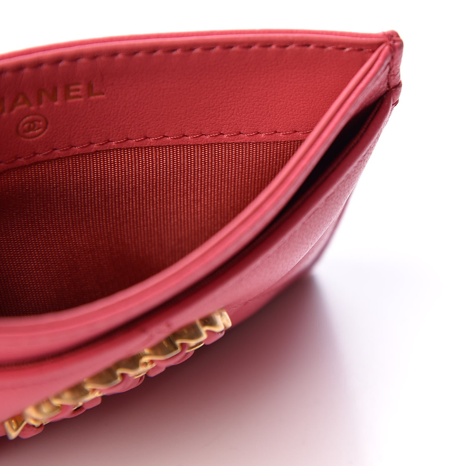 Chanel Lambskin Quilted Chanel 19 Card Holder Dark Pink 4 of 10