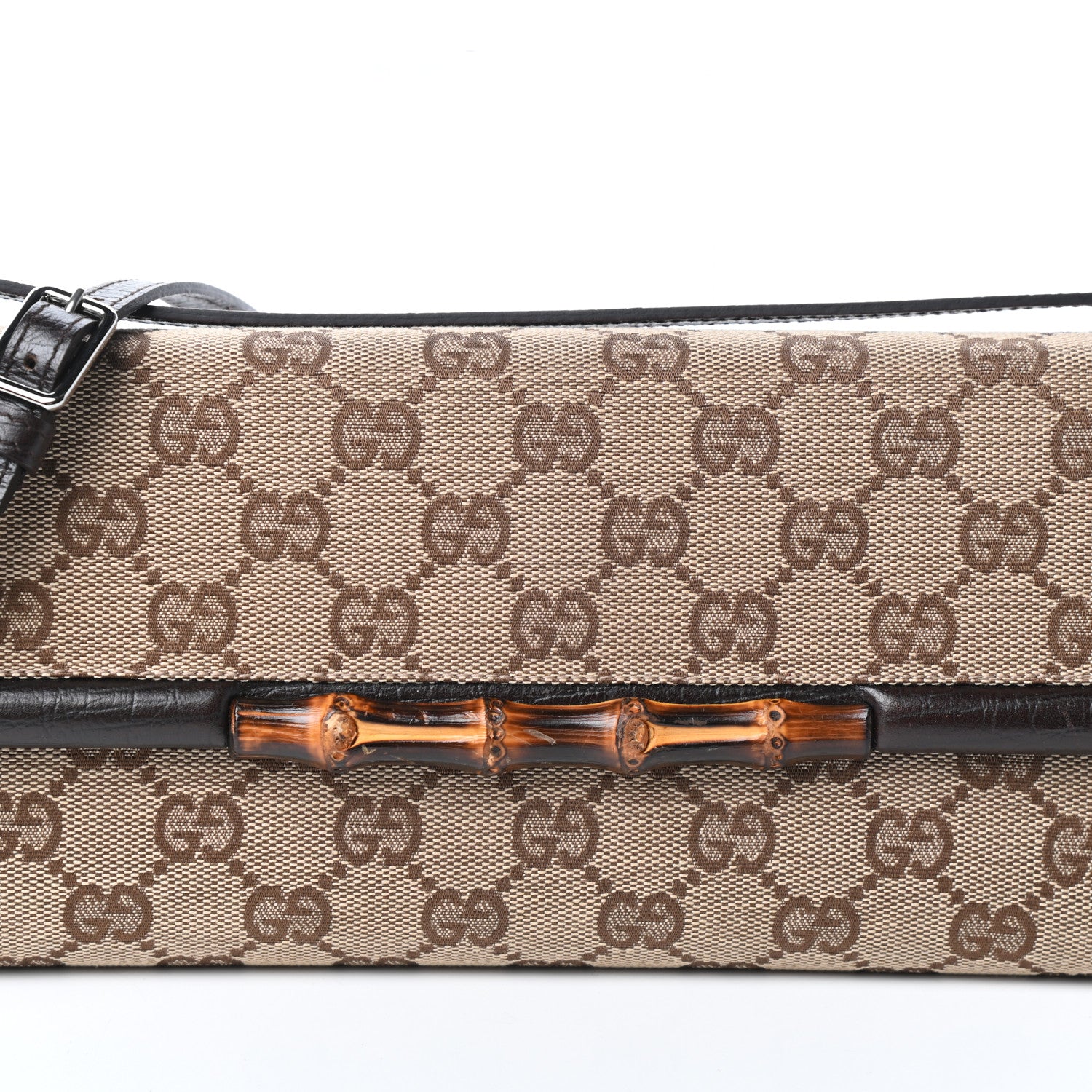 Gucci Monogram Bamboo Bar Clutch Dark Brown 7 of 9