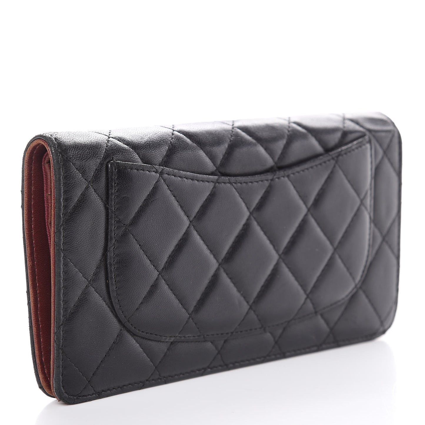 Lambskin Quilted Yen Wallet Black