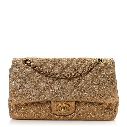 Chanel Metallic Crackled Calfskin Quilted Medium Double Flap Dark Gold 1 of 8