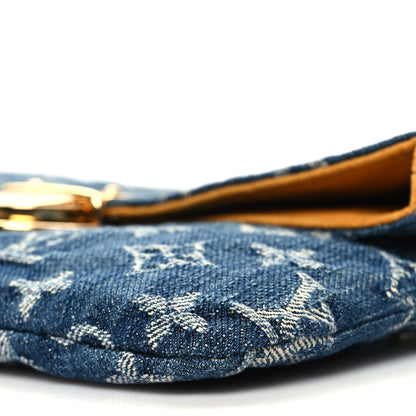 Louis Vuitton Monogram Denim Pochette Plat Clutch Blue 9 of 9