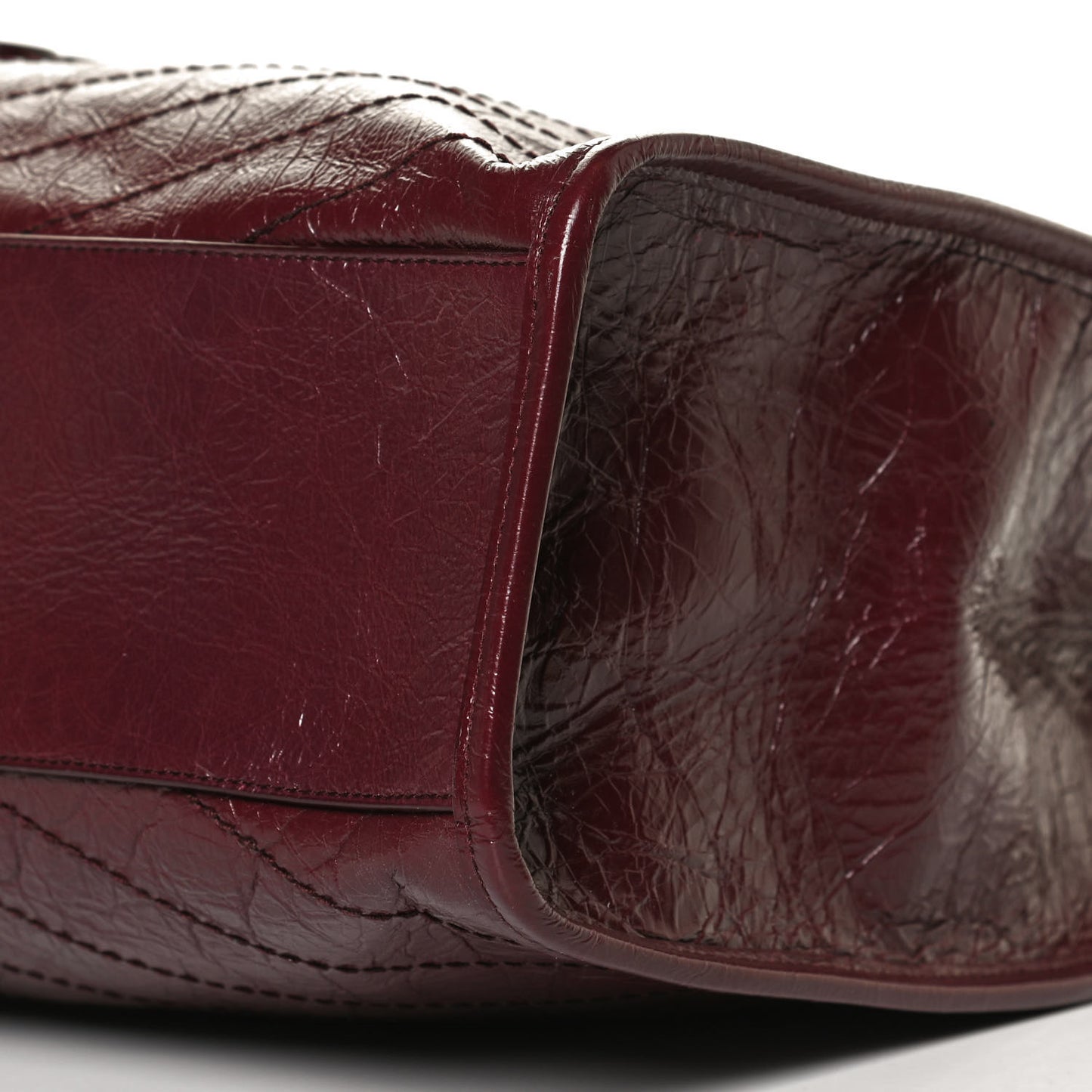 Crinkled Calfskin Matelasse Monogram Niki Shopper Tote Burgundy