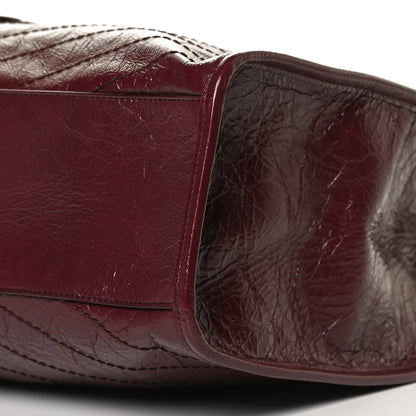 Saint Laurent Crinkled Calfskin Matelasse Monogram Niki Shopper Tote Burgundy 11 of 11