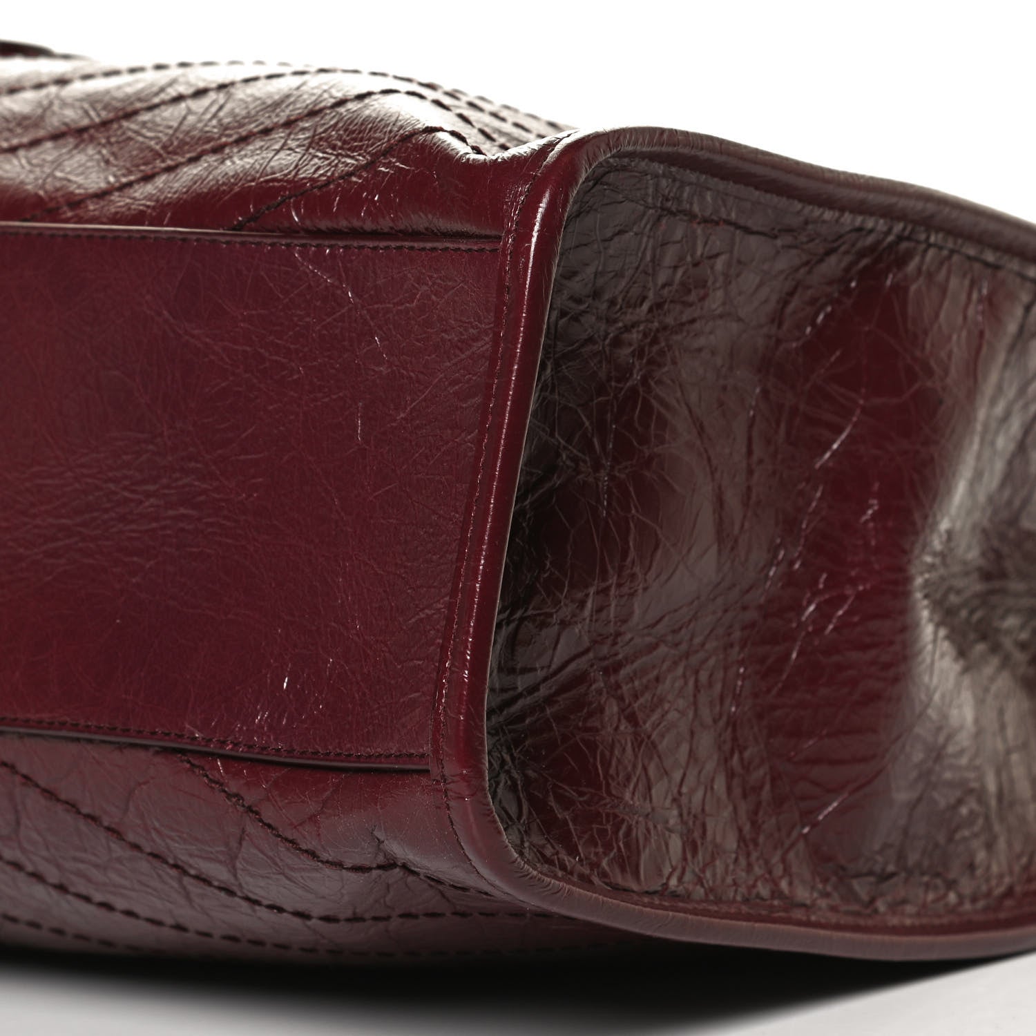 Saint Laurent Crinkled Calfskin Matelasse Monogram Niki Shopper Tote Burgundy 11 of 11